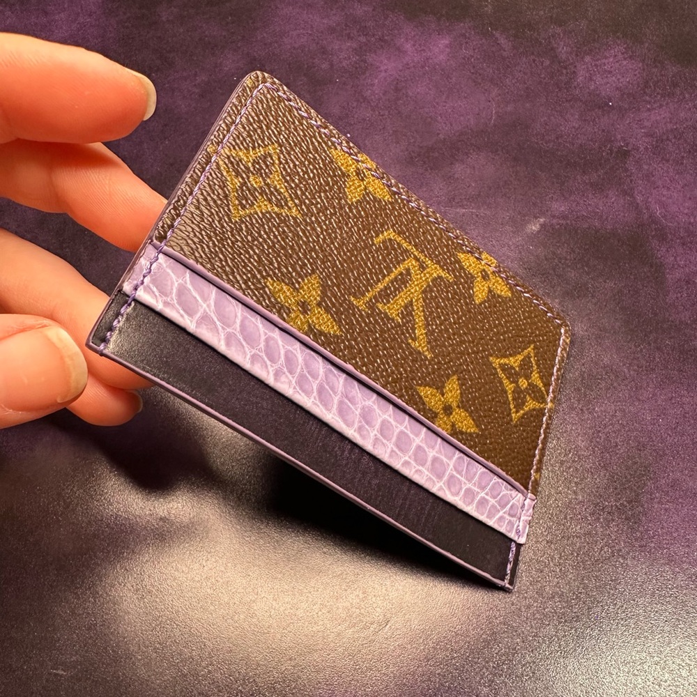 Purple Cordovan Leather & Purple Alligator Card Holder